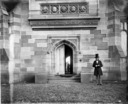 University under construction, doorway of Great Hall.