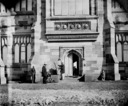 University under construction, doorway of Great Hall.